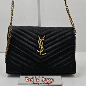 Black Quilted Chain Shoulder Bag (AAQ)