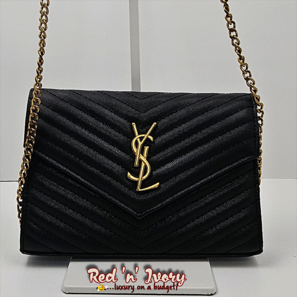 Black Quilted Chain Shoulder Bag (AAQ)