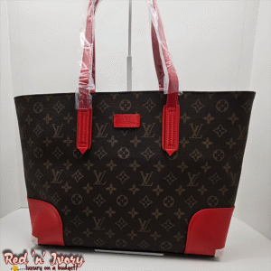 Brown with Red Accents Monogram Tote (BAO)