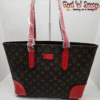 Brown with Red Accents Monogram Tote (BAO)