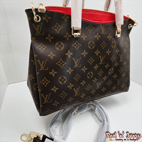 Zip-Top Handbag – Monogram with Red Detail (BAP)