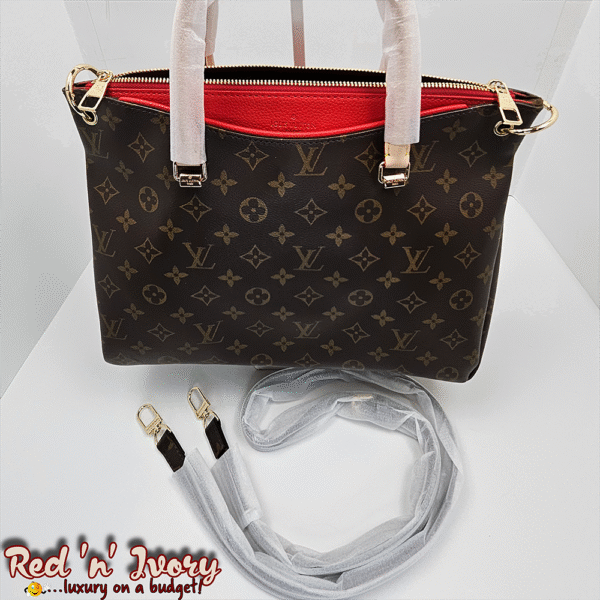 Zip-Top Handbag – Monogram with Red Detail (BAP)