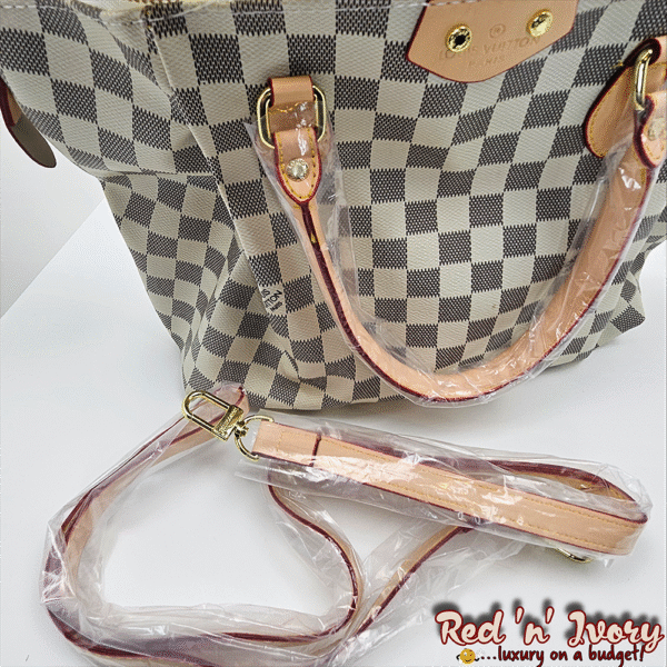 White & Grey Checkered Tote (BAQ)