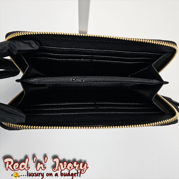 Black with Tassel Charm Quilted Zip Wallet (BAX)