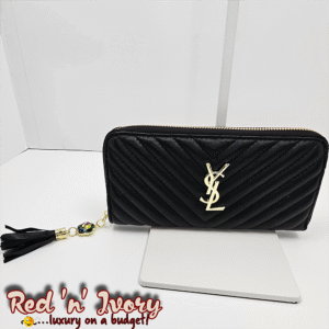 Black with Tassel Charm Quilted Zip Wallet (BAX)