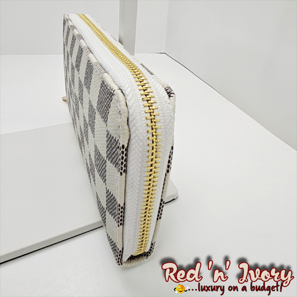White & Grey Check  Zip Wallet (BAZ)