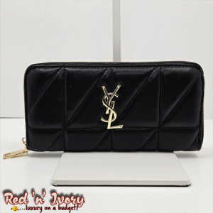 Black & Gold Diamond Quilted Zip Wallet (CAC)