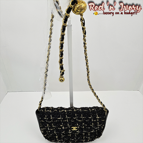 CAG1 Black & Gold Tweed Mini Flap Bag (CAG)