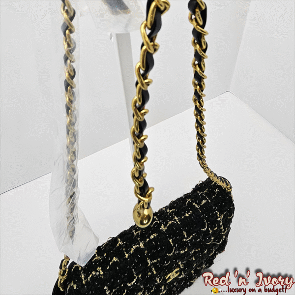 CAG4 Black & Gold Tweed Mini Flap Bag (CAG)