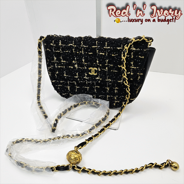 CAG5 Black & Gold Tweed Mini Flap Bag (CAG)