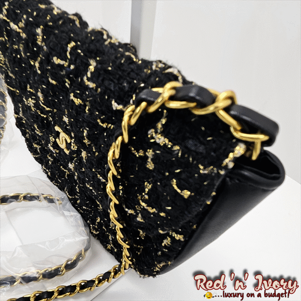 CAG6 Black & Gold Tweed Mini Flap Bag (CAG)