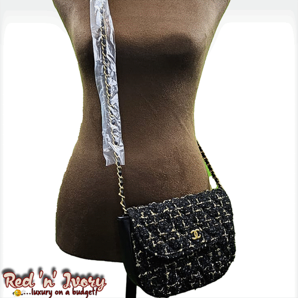 CAG9 Black & Gold Tweed Mini Flap Bag (CAG)