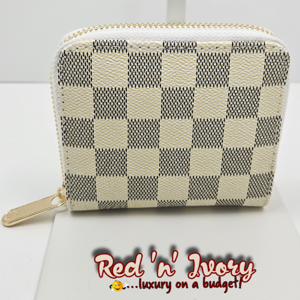 White & Grey Check Mini Wallet (CAI)