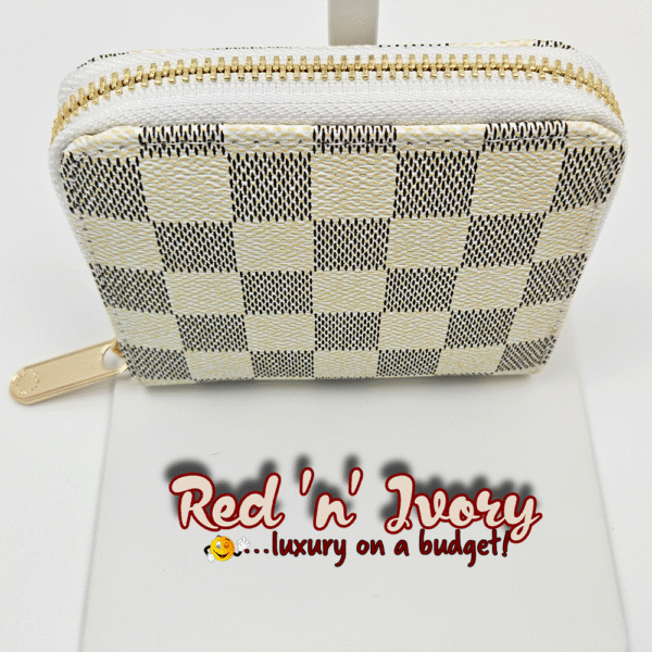 White & Grey Check Mini Wallet (CAI)