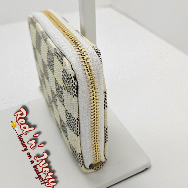 White & Grey Check Mini Wallet (CAI)