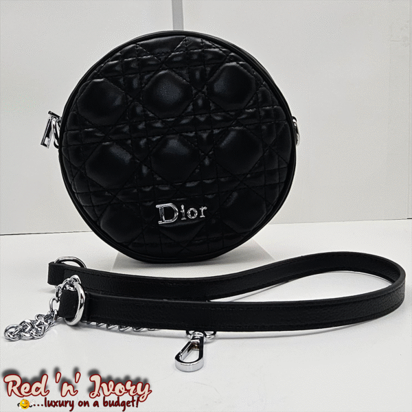 Black Quilted Round Crossbody Bag (EAS)