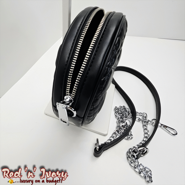 Black Quilted Round Crossbody Bag (EAS)